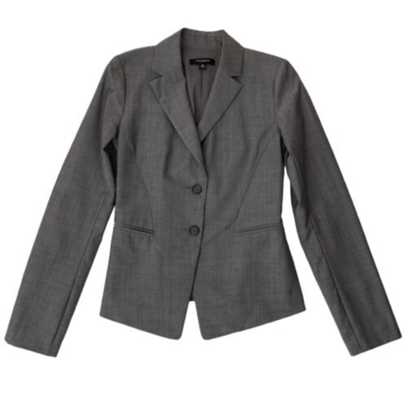 Ann Taylor Blazer Gray 2 Button Jacket Wool Mohair Size 0 - Picture 2 of 11